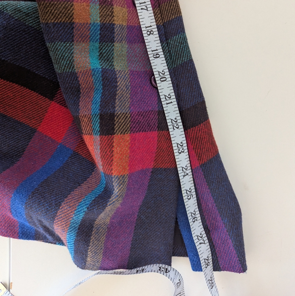 Vintage Wool Blend Plaid A-Line Midi Skirt M - Picture 7 of 9